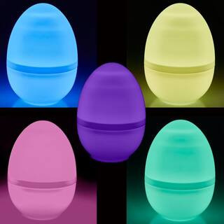 Qty 5-11 in. Tall-LED Pastel Colored Easter Eggs-Plastic JUMBO Eggs-Battery Operated with Built i... | The Home Depot