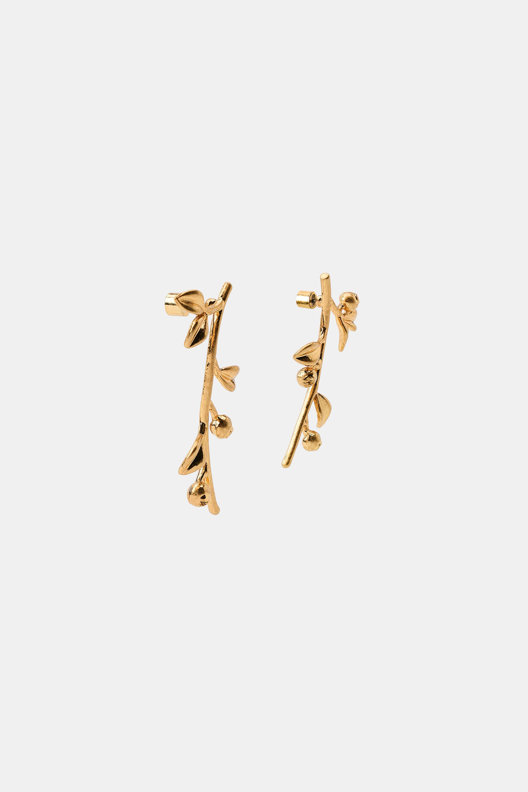 METALLIC FLORAL EARRINGS | Zara US