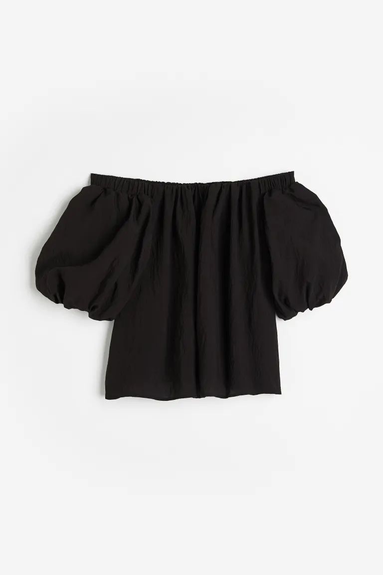 Puff-sleeved off-the-shoulder blouse | H&M (UK, MY, IN, SG, PH, TW, HK)