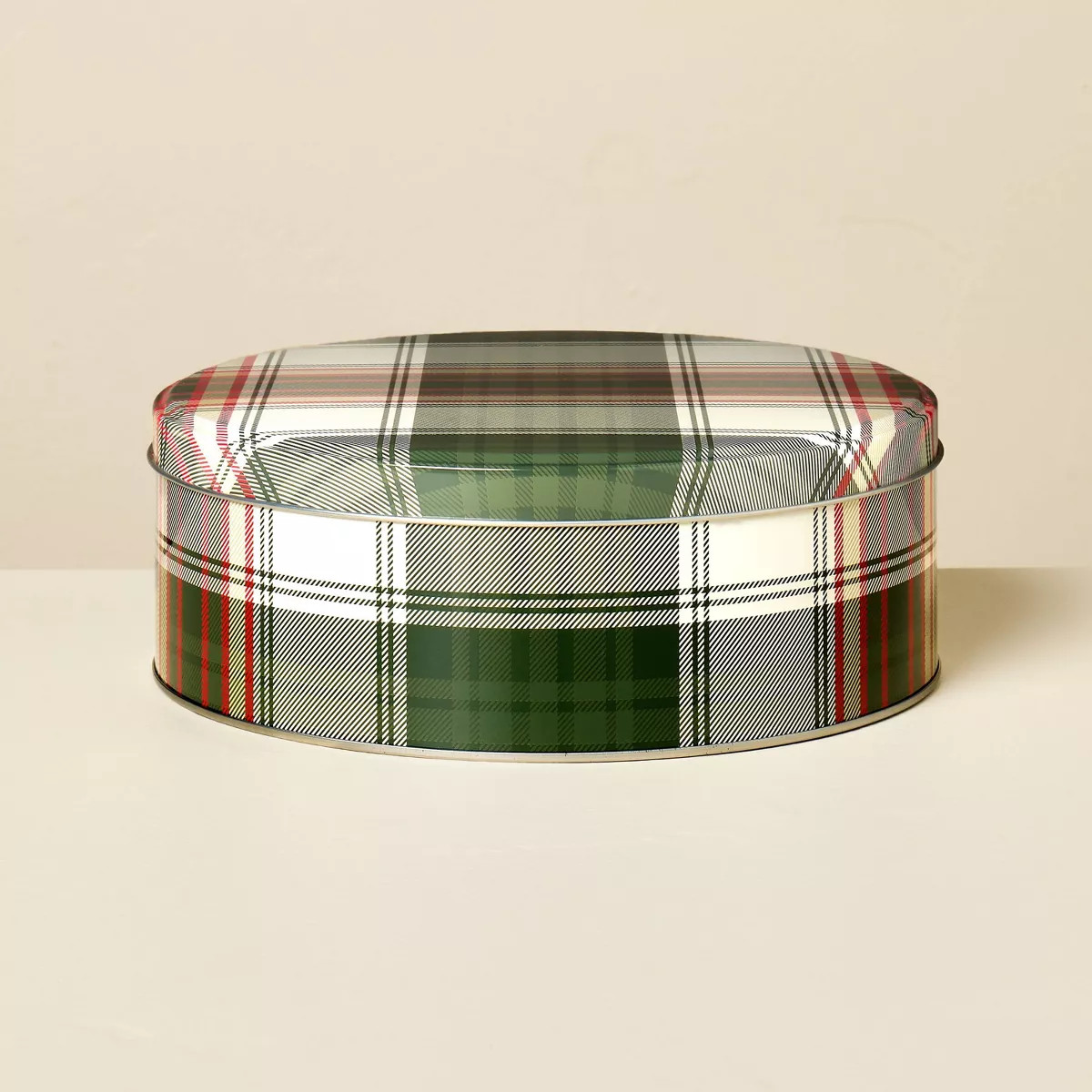 Traditional Plaid Christmas Gift Tin Green/Red/Cream - Hearth & Hand™ with Magnolia | Target