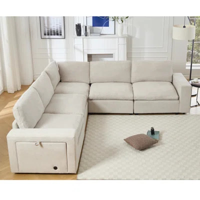 Modern Sofa[NEW ARRIVED] [VIDEO PROVIDED]Sectional Couches For ,Modular Couch,Wireless Charging Port & Cup Holders,5-Seat ,DIY Combination,L-Shaped So | Wayfair North America