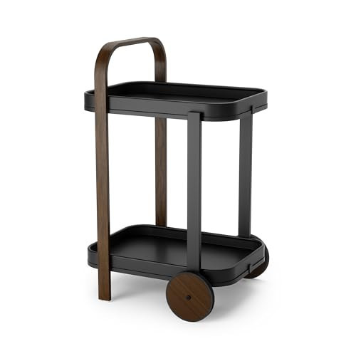 Umbra Bellwood Bar Cart, Serving Trolley, Side Table, Walnut/Black | Amazon (US)