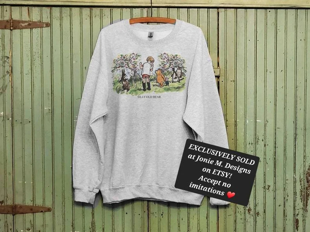 Vintage Pooh Bear sweatshirt or T-shirt, Altered illustration Pooh 1926, Grey sweatshirt or T-shi... | Etsy (US)