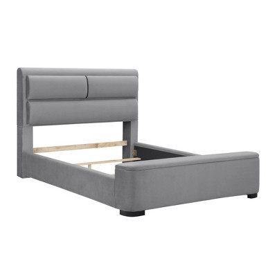 Queen Nirlen Upholstered Bed with Storage Gray - HOMES: Inside + Out: Polyester, Foam, Rubberwood, Modern Design | Target