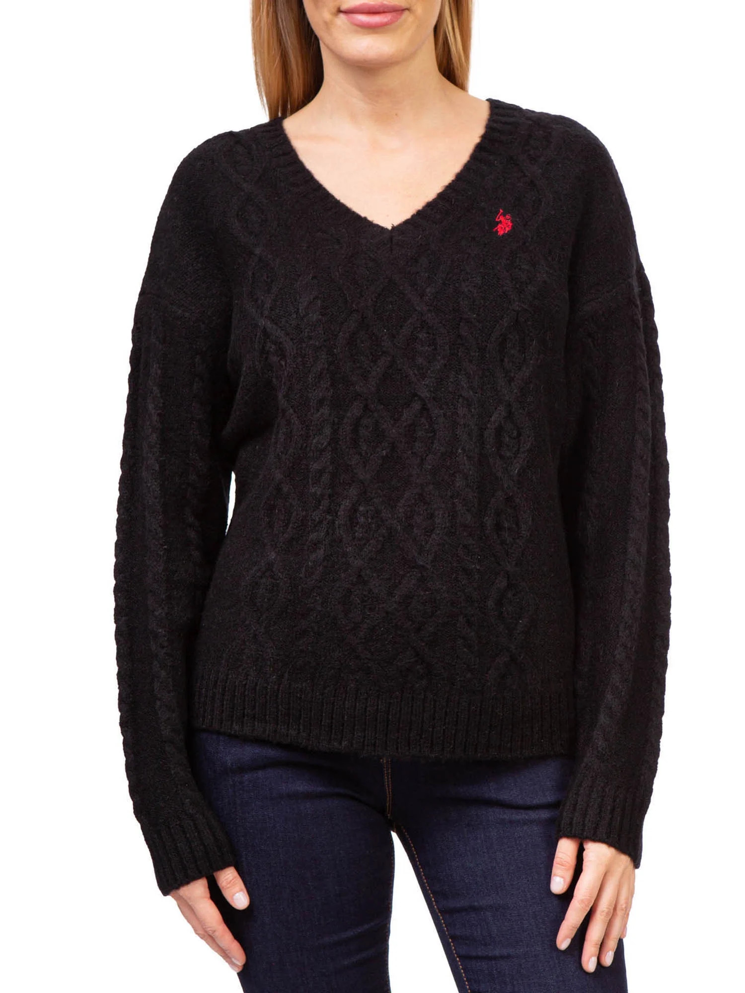 U.S. Polo Assn. V-Neck Cable Knit Sweater | Walmart (US)
