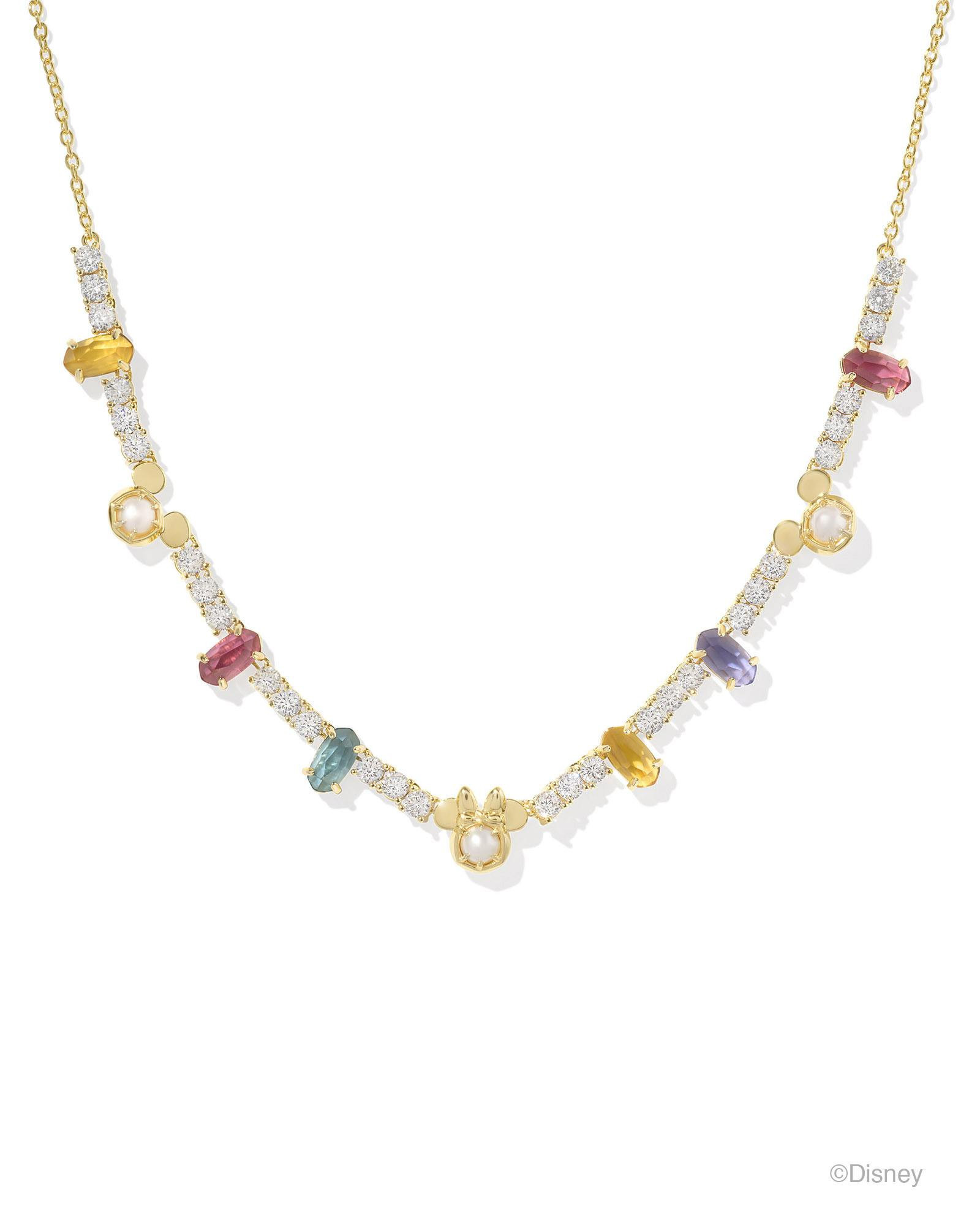 Disney | Kendra Scott Gold Mickey Mouse and Minnie Mouse Tennis Necklace in Multi Mix | Mixed Stones | Kendra Scott