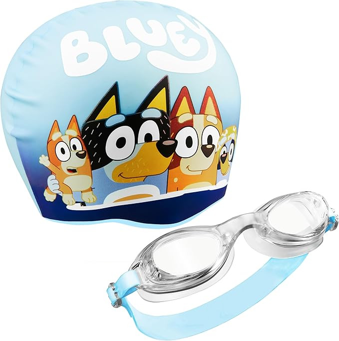 Bluey Kids Swim Goggles and Swim Cap Set Anti-Fog UV Protection | Amazon (US)