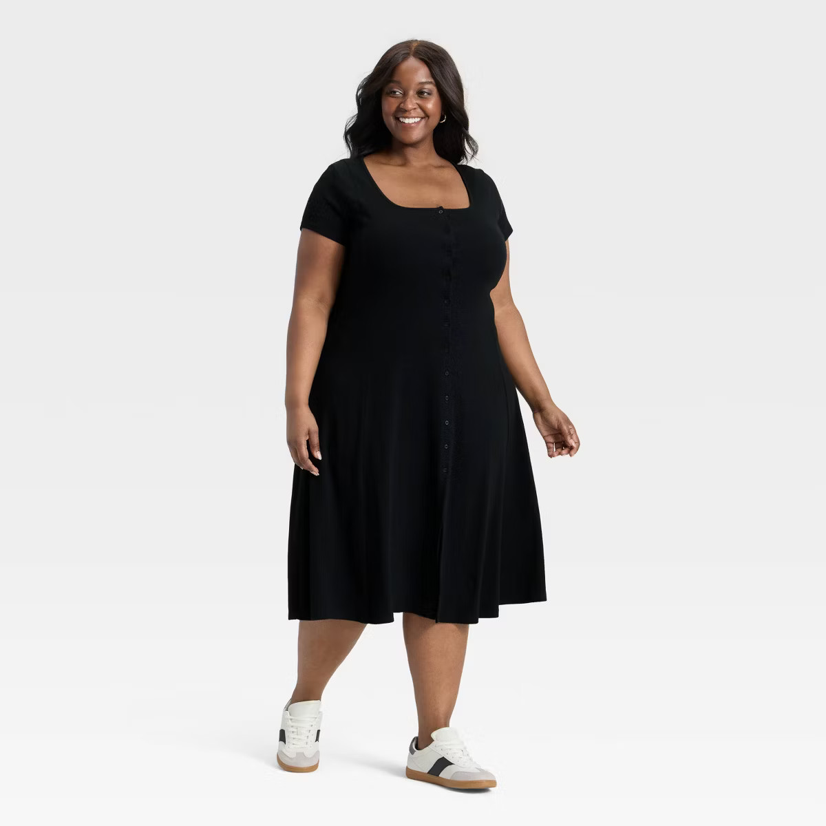 Women's Short Sleeve Knit Button-Front Midi A-Line Dress - Universal Thread™ | Target