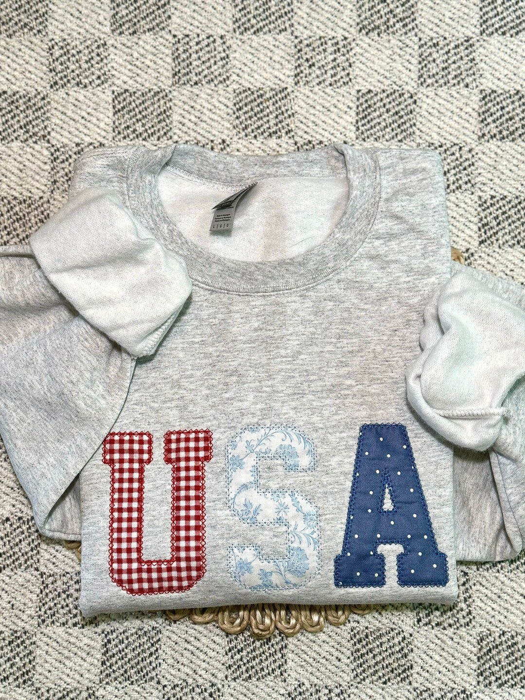 USA Embroidered Crewneck Sweatshirt, Comfy American Flag Sweater, Embroidered America Shirt, USA ... | Etsy (US)