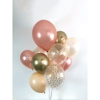 Rose Gold Chrome Peach Blush Confetti Latex Balloons Bridal Shower Wedding Bachelorette | Etsy (US)