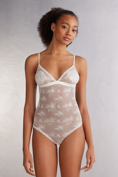 Intimissimi Glisten in the Light Lace Bodysuit Woman Ivory Size L | Intimissimi (US)
