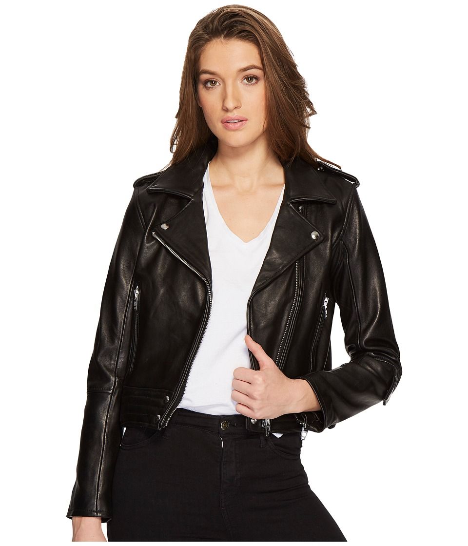 Blank NYC - Real Leather Moto Jacket in Black Smoke (Black Smoke) Women's Coat | Zappos