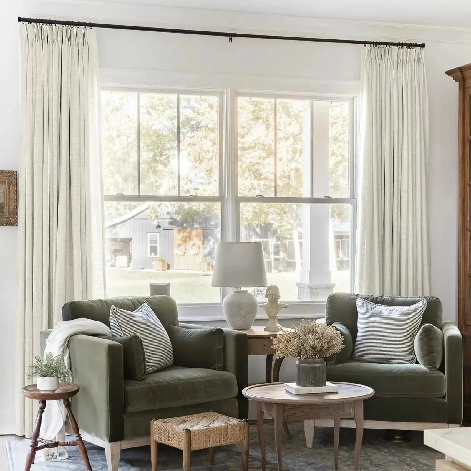 Liz Linen Drapery Pinch Pleat with Unlined - Ivory White - Ivory White 1908-2 / 72W*96L | TWOPAGES