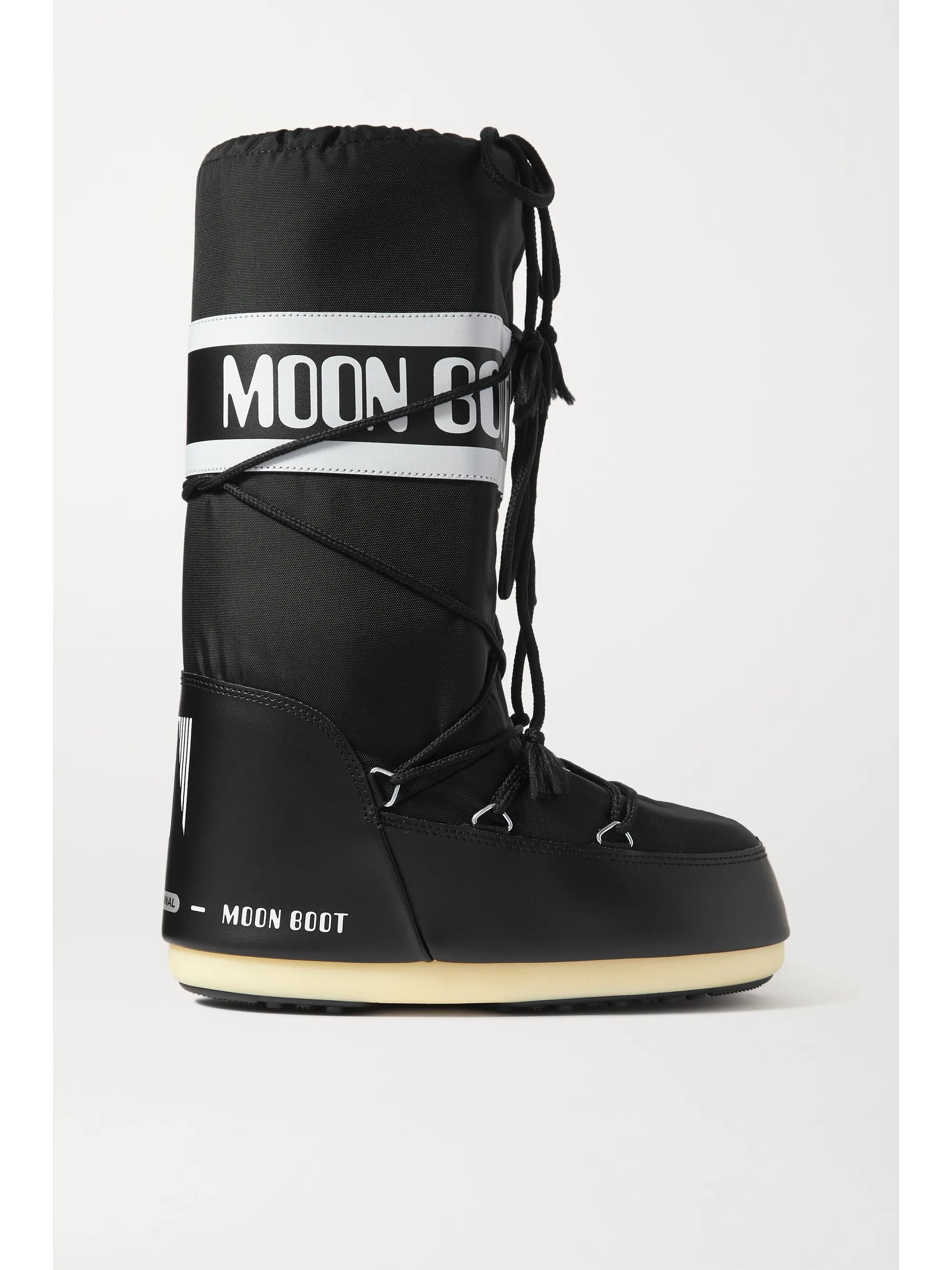 Black Shell and faux leather snow boots | Moon Boot | NET-A-PORTER | NET-A-PORTER (US)