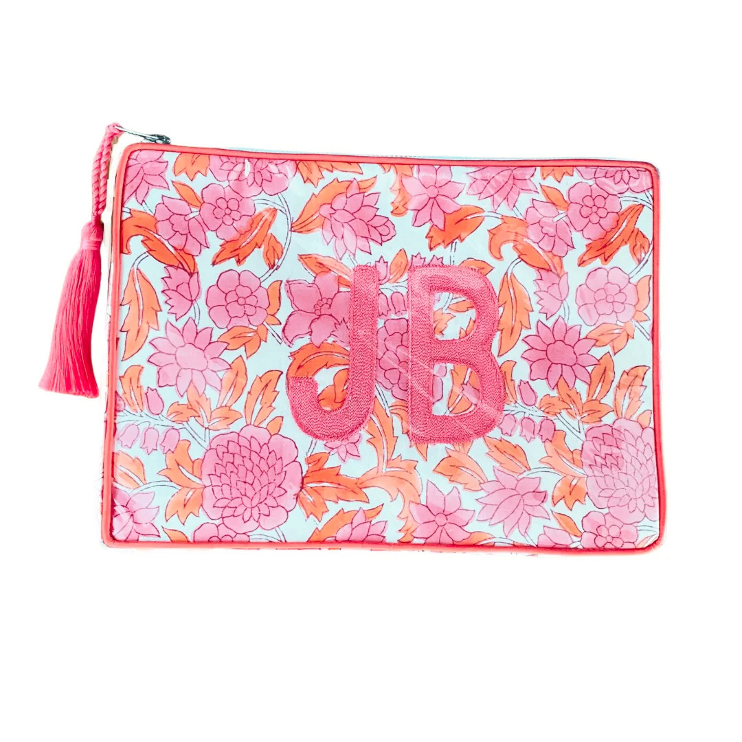 Custom Block Print Bag - Pink/Orange | Beth Ladd Collections