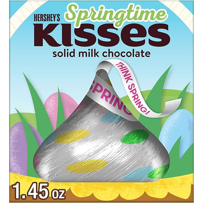 HERSHEY'S KISSES Solid Milk Chocolate, Easter Candy Gift Box, 1.45 oz (12 Pack) | Amazon (US)