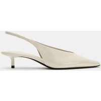 Zara - Leather Kitten Heel Shoes - Off White - 9 - Woman | Zara US