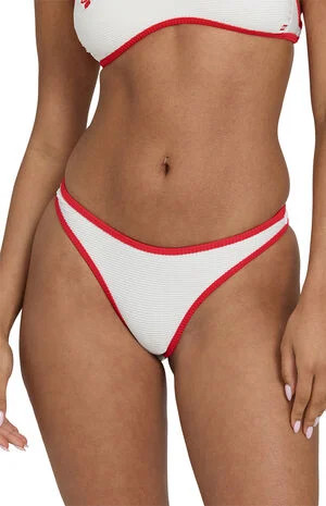Billabong Red & White Ribbed Hike High Cut Cheeky Bikini Bottom | PacSun