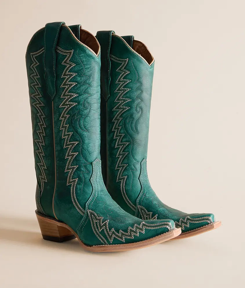 Zigzag Leather Western Boot | Buckle