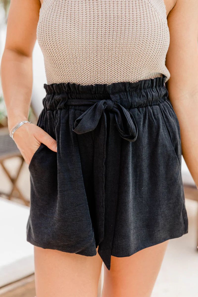 Coast To Coast Black Paperbag Shorts FINAL SALE | Pink Lily