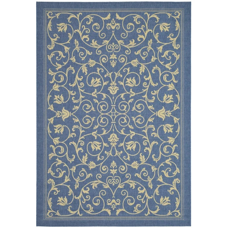 SAFAVIEH Courtyard Nanda Floral Indoor/Outdoor Area Rug Blue/Natural, 8' x 11' | Walmart (US)