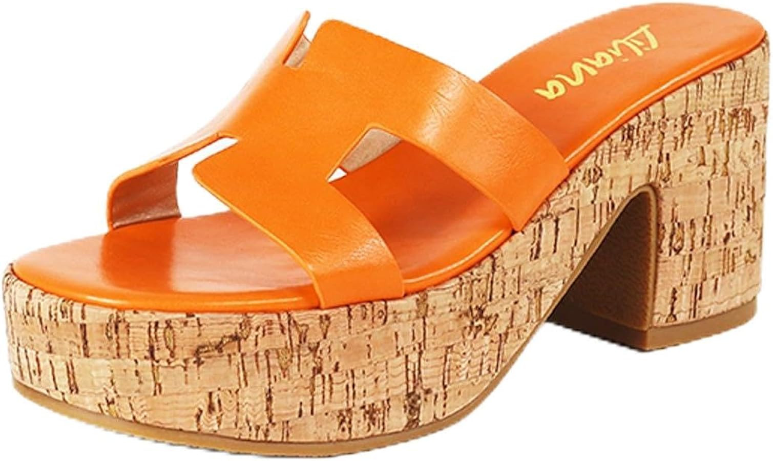 Liliana Women Chunky heel Slip On Platform Heeled Sandals | Amazon (US)