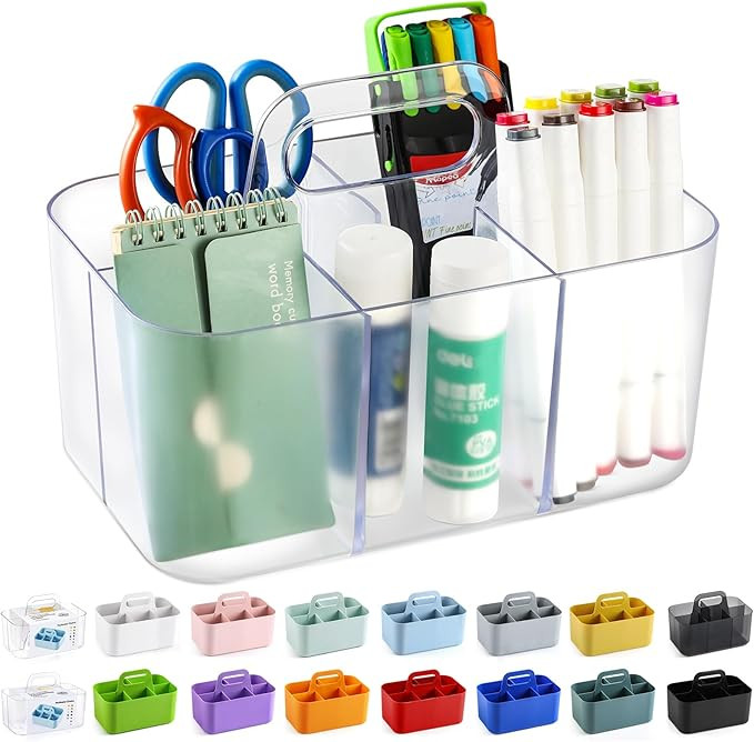 Multiuse Caddy Organizer with Handle - Stackable Plastic Bin - Divided Storage Tote Holder for Ar... | Amazon (US)