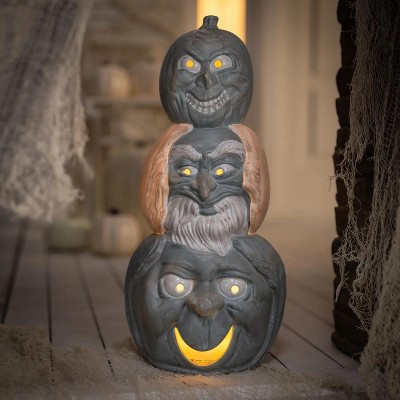 Seasons Halloween Light Up Hitchiking Ghosts Pumpkin Stack - Orange | Target
