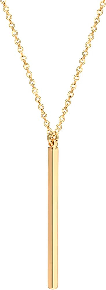 PERNNLA PEARL Long Disc Pendant Necklace for Women 18K Gold Plated Sweater Chain Fashion Jewelry | Amazon (US)