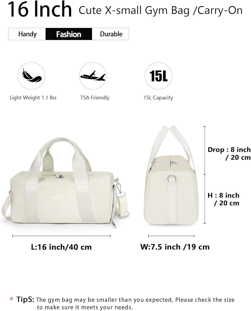Sports Small Gym Bag for Women, Cute Mini Duffle Bag with Wet Pocket & Shoes Compartment, Persona... | Amazon (US)