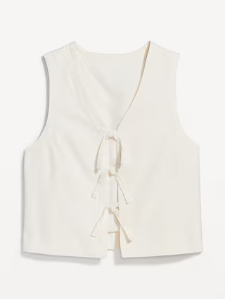 Linen-Blend Tie-Front Vest | Old Navy (US)
