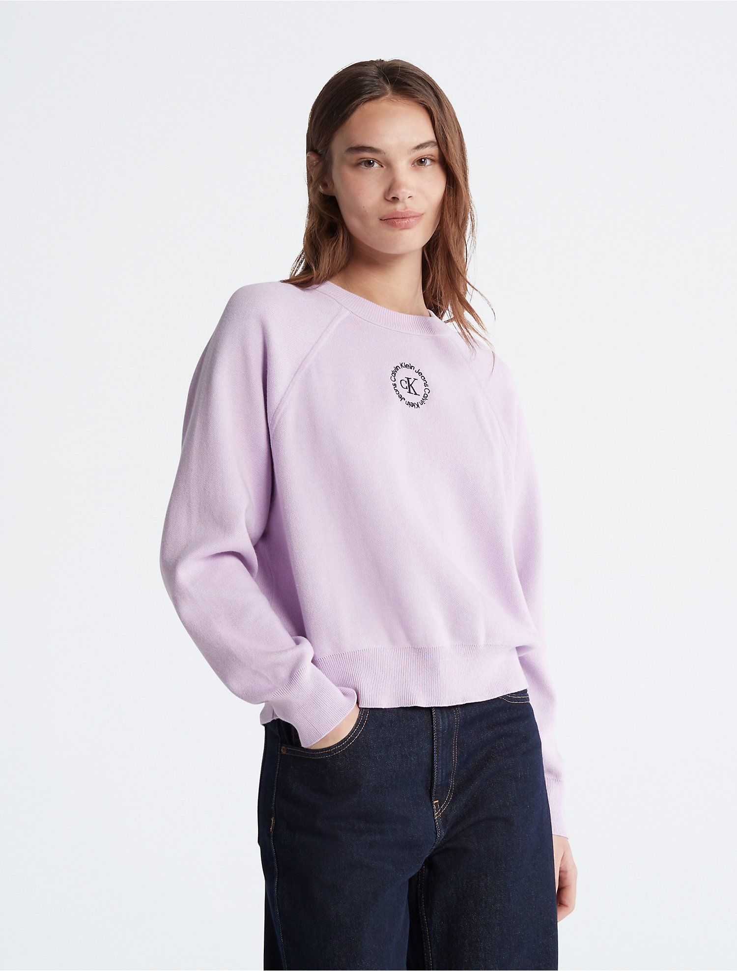 Monogram Logo Raglan Sleeve Crewneck Sweater | Calvin Klein | Calvin Klein (US)