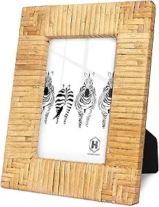 Huaxin Craft Rattan Picture Frame, Photo Frame Cany Stand Table Top Rustic Desk, High Definition ... | Amazon (US)
