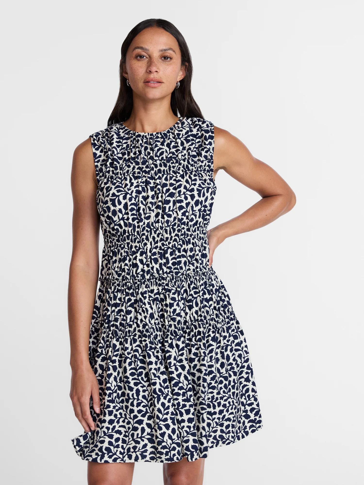 Time and Tru Women's Smocked Sleeveless Mini Dress, Sizes XS-XXXL - Walmart.com | Walmart (US)