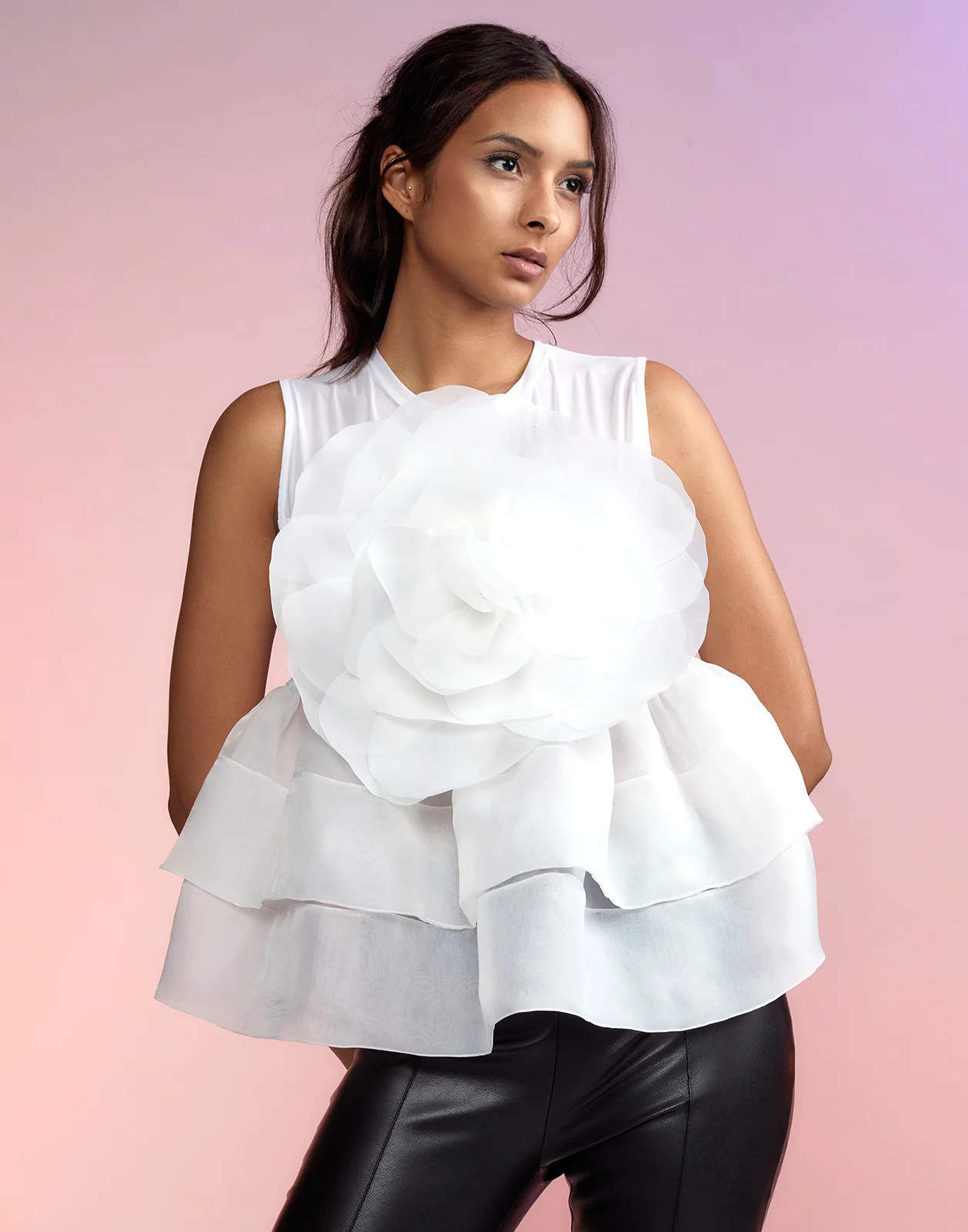 Chloe Organza Flower Top | Cynthia Rowley