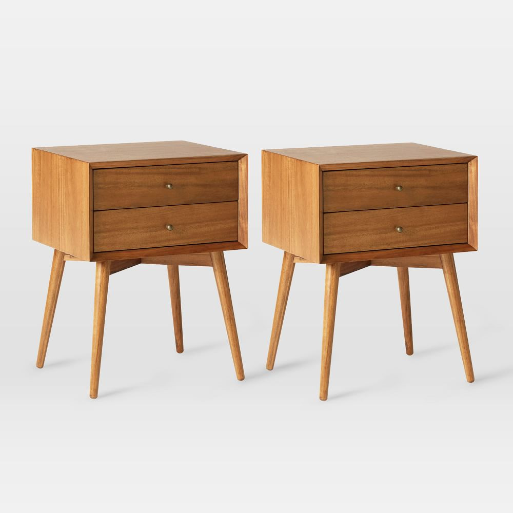 Mid-Century (17.5&amp;quot;) Nightstand, Acorn, Set of 2 | West Elm (US)