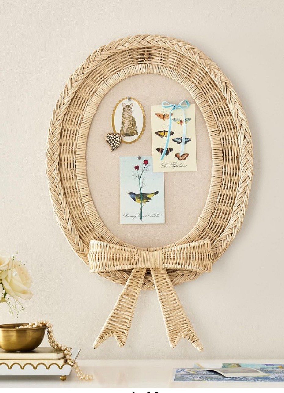 The cutest coastal grandmillenial wall decor pin board 
Rattan bow 
  

#LTKStyleTip #LTKHome #LTKKids