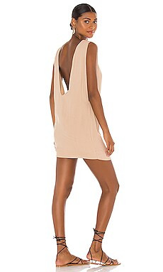 Indah Pella Plunge Mini Dress in Nude from Revolve.com | Revolve Clothing (Global)