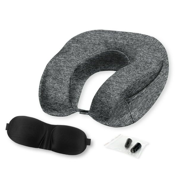 SwissTech Cool Touch Memory Foam Neck Pillow Set, Heather Gray, One Size - Walmart.com | Walmart (US)
