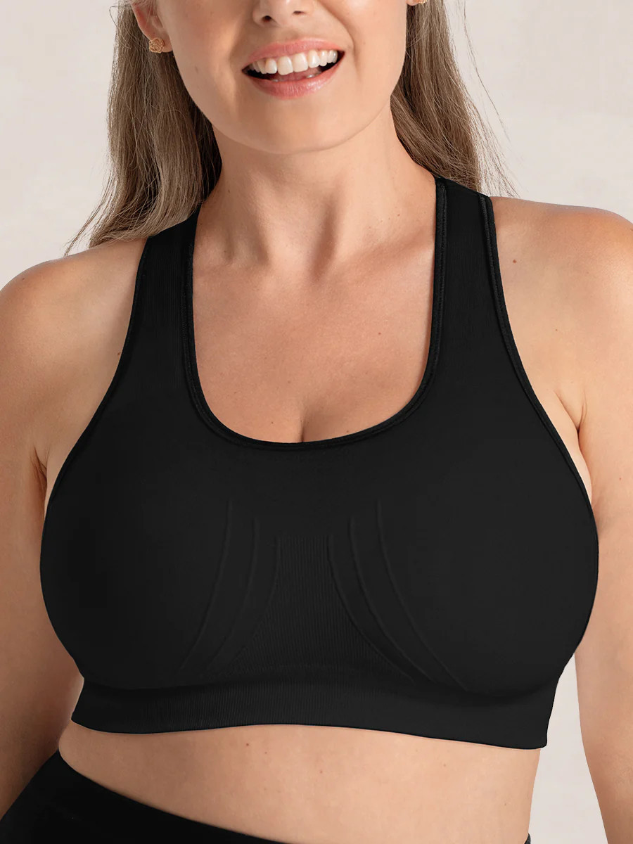 Truekind Seamless Racerback Sports Bra Shapewear Black L | Shapermint