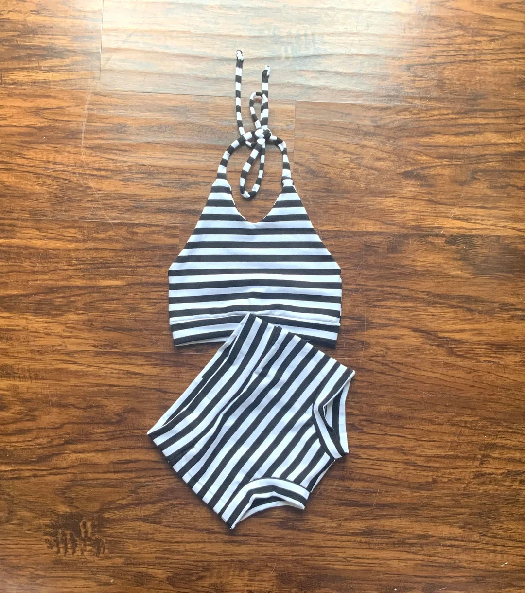 White and Black Cropped Halter Top and Bummie Set. - Etsy | Etsy (US)