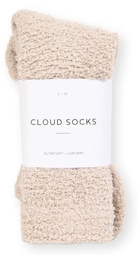 Cozy Sock For Women | Fuzzy Ultra-Luxe Cloud Sock Gifts For Women & Men | Warm & Cozy Fuzzy Unisex Sleep Socks | Super Soft Luxurious Fabric With Bonus Travel Tote, (Stone, 1 Pair) | Amazon (US)