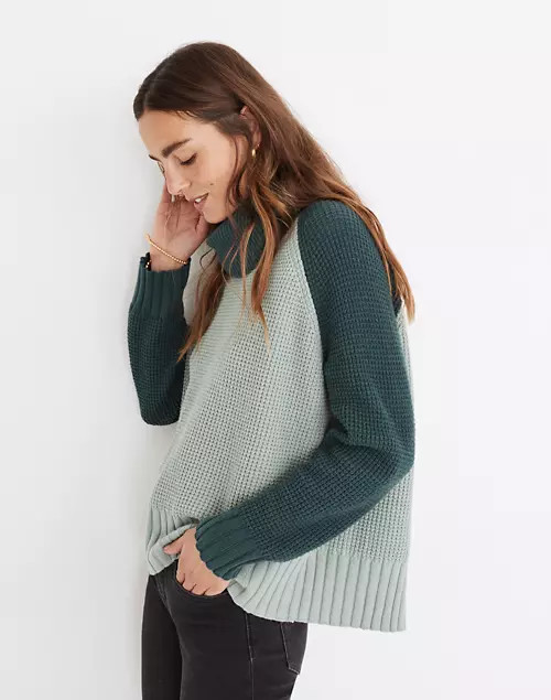 Colorblock Eastbrook Turtleneck Cross-Back Sweater in Cotton-Merino Yarn | Madewell