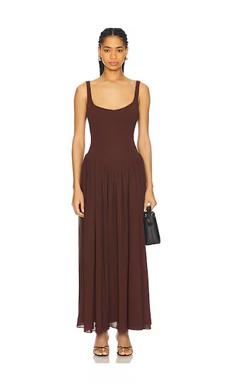 Briann Maxi Dress in Chocolate | Revolve Clothing (Global)