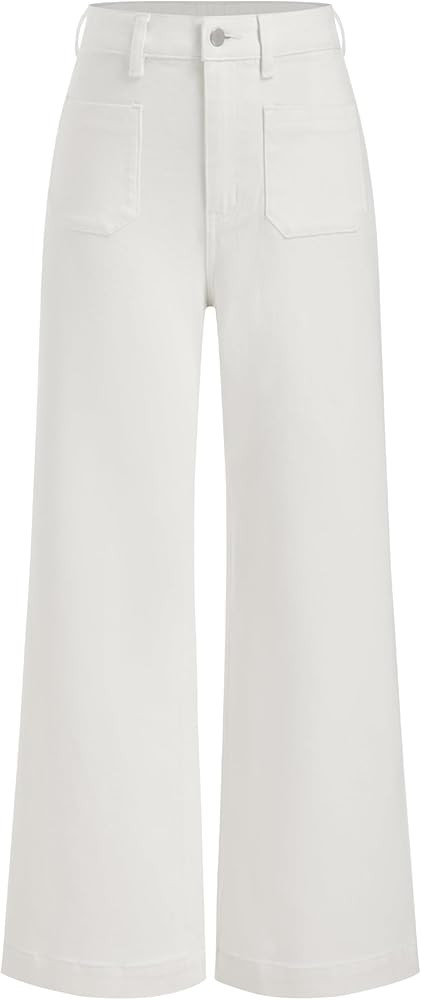 CIDER Womens Wide Leg Jeans Cropped Length High Waisted Stretchy Denim Flared Pants with Pockets | Amazon (US)