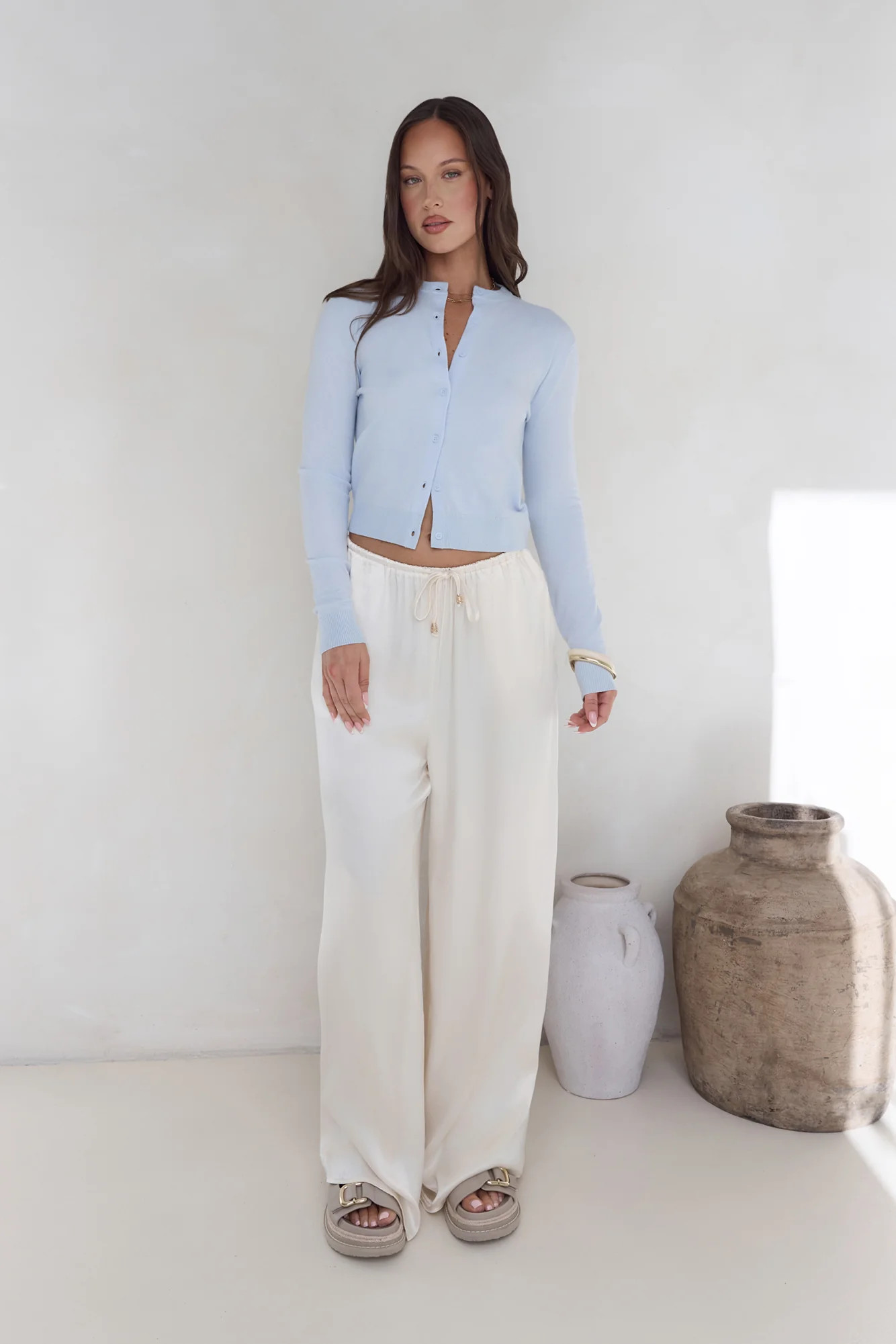 In The Reflection Satin Pants Cream | Fortunate One