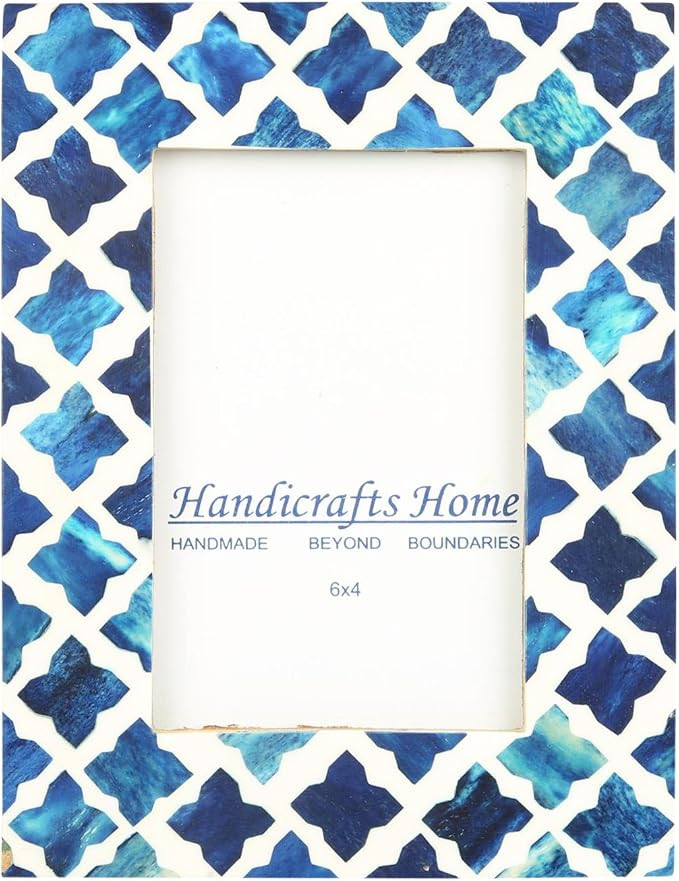 Handicrafts Home 4x6 Photo Frame Blue White Bone Mosaic Moroccan Picture Frames | Amazon (US)