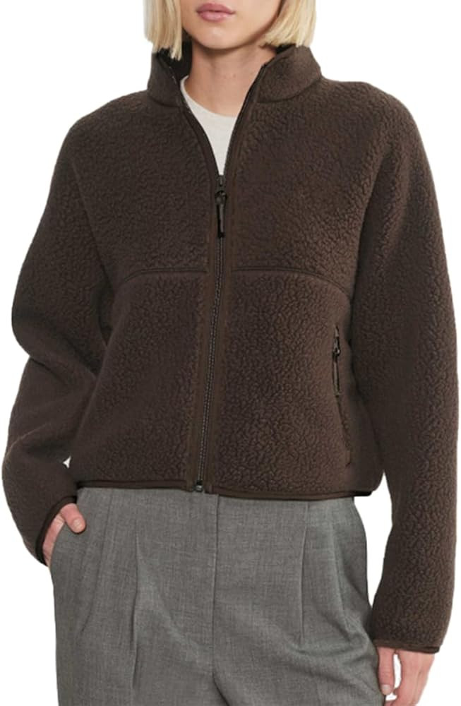 Fleece Jackets Women Causal Long Sleeve Sherpa Jacket Warm Ziper Fuzzy Coat Sweatshirts Trendy wi... | Amazon (US)