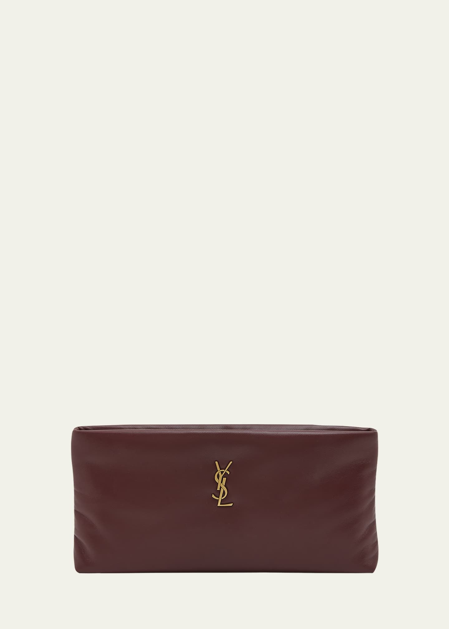 Saint Laurent Calypso Ziptop YSL Clutch Bag in Smooth Padded Leather | Bergdorf Goodman