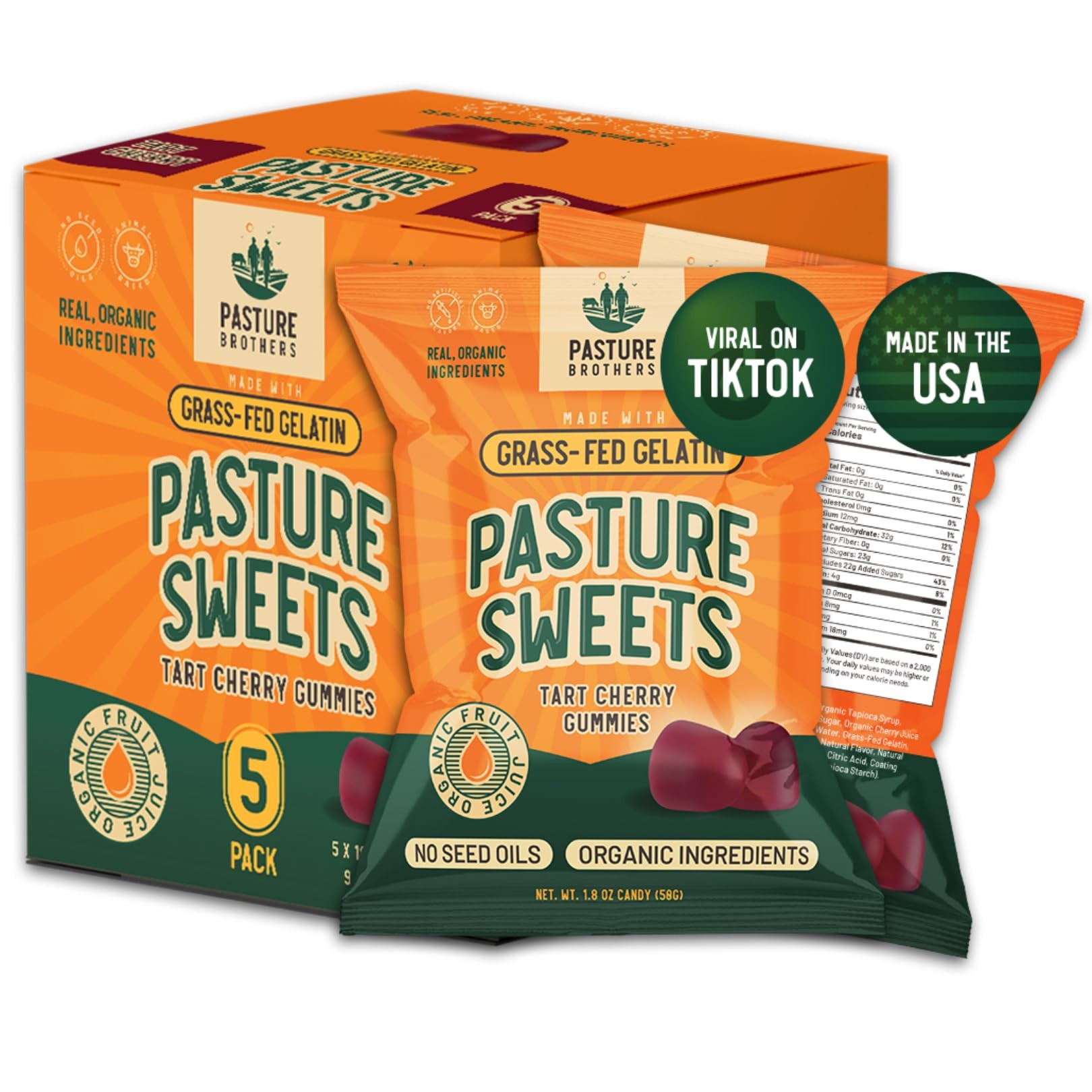 Pasture Sweets Grass-Fed Gelatin Gummies - Animal-Based Candy Gummy with Organic Fruit Juice, Org... | Amazon (US)